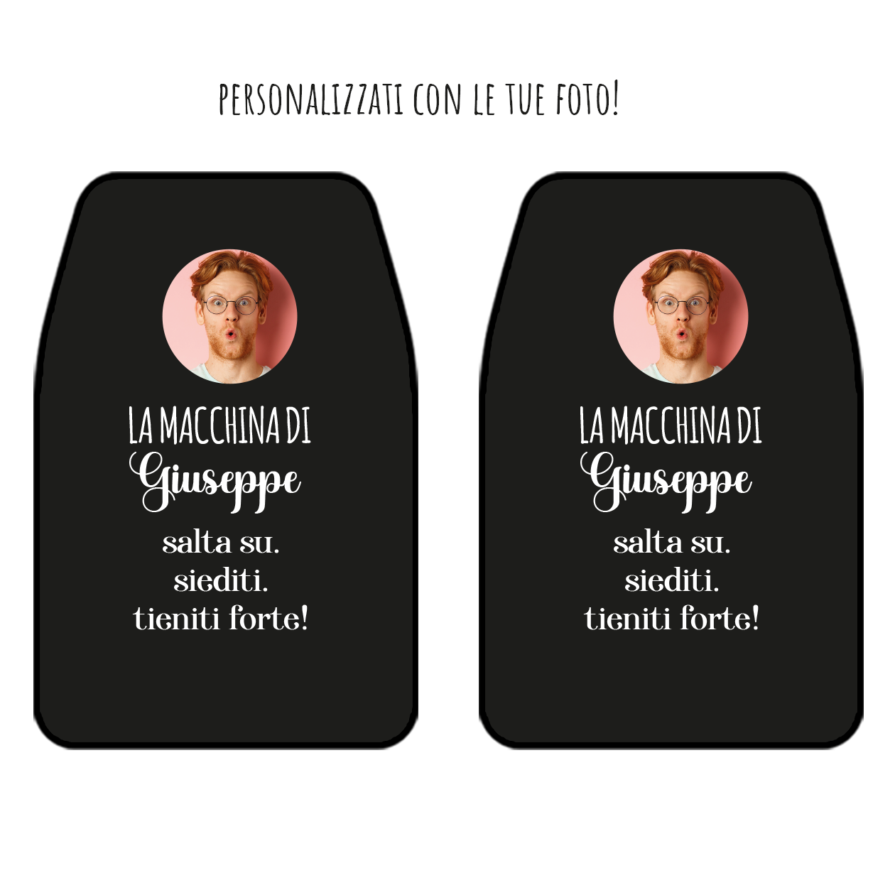 Salta su - tappetini auto - personalizzati con foto e nome