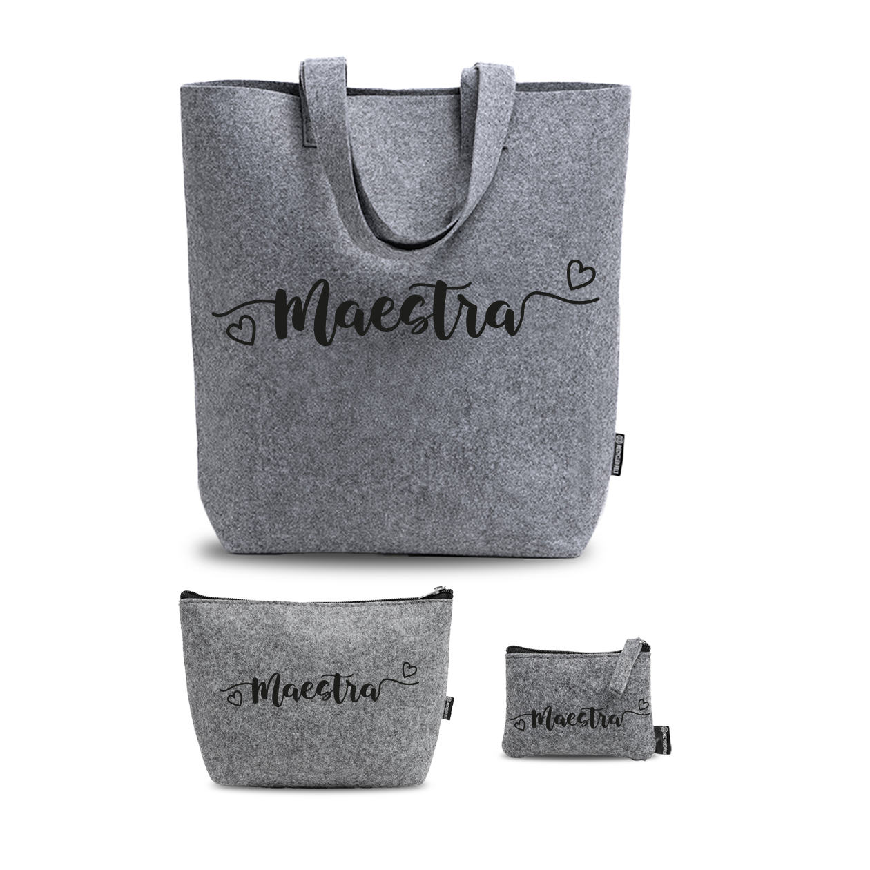 Love Maestra - Tris Borse in feltro con designe melange