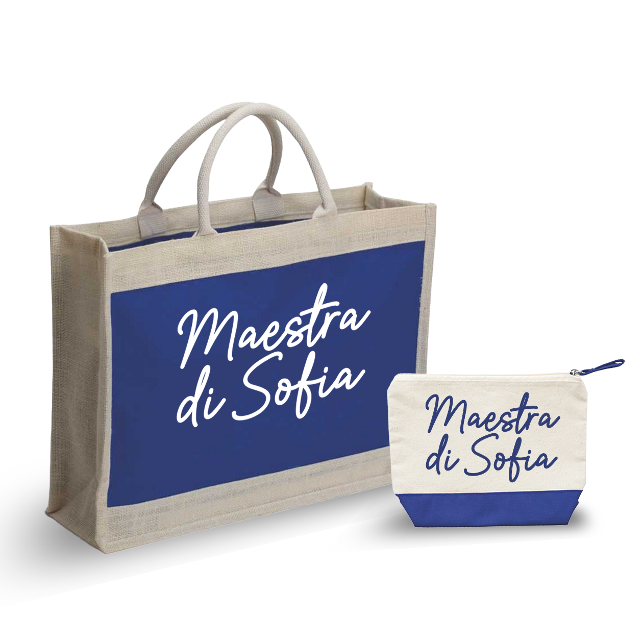 Maestra di... - Combo: Borsa mare + Pochette - personalizzata con nome