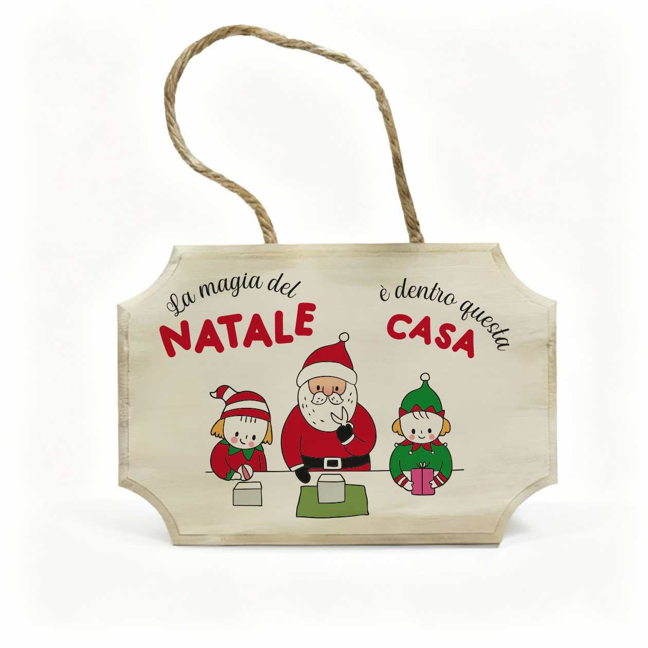 La magia del Natale è dentro questa casa - fuoriporta in legno