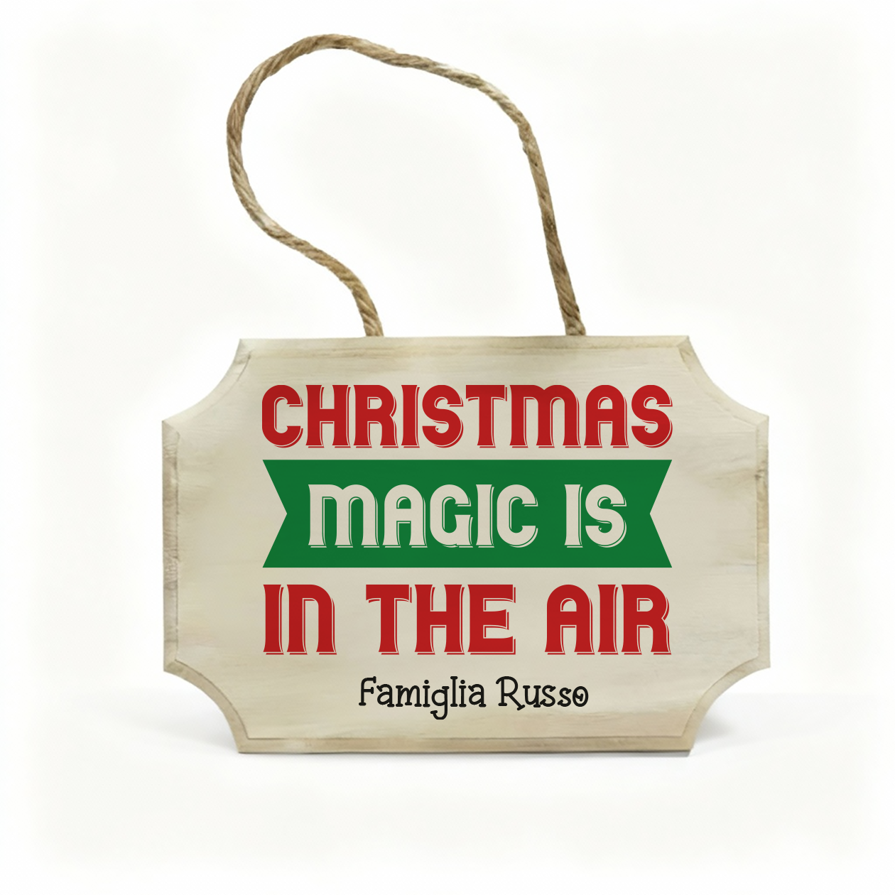 Christmas magic is in the air - fuoriporta in legno - personalizzato con cognome