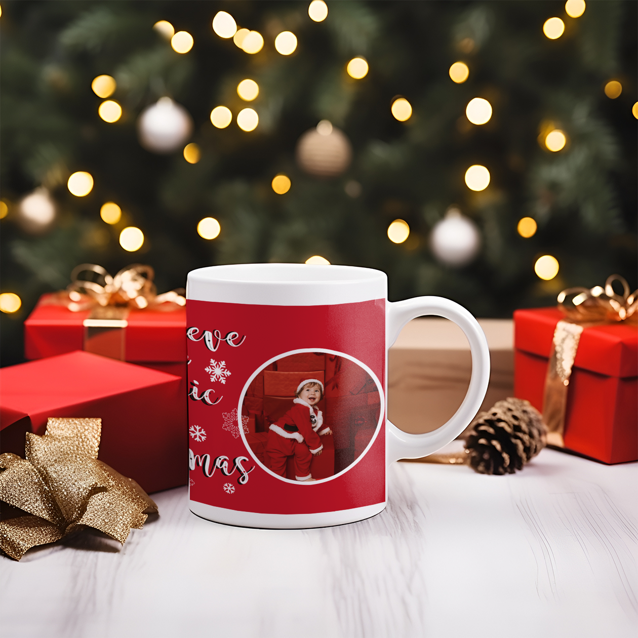 Belive in the magic of Christmas - Tazza mug - idea regalo Natale - personalizzata con foto