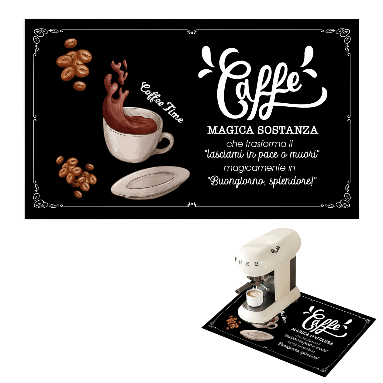 Caffè magica sostanza - Tappetino per Macchina del caffè con Retro in Gomma Tappeto 30x40cm