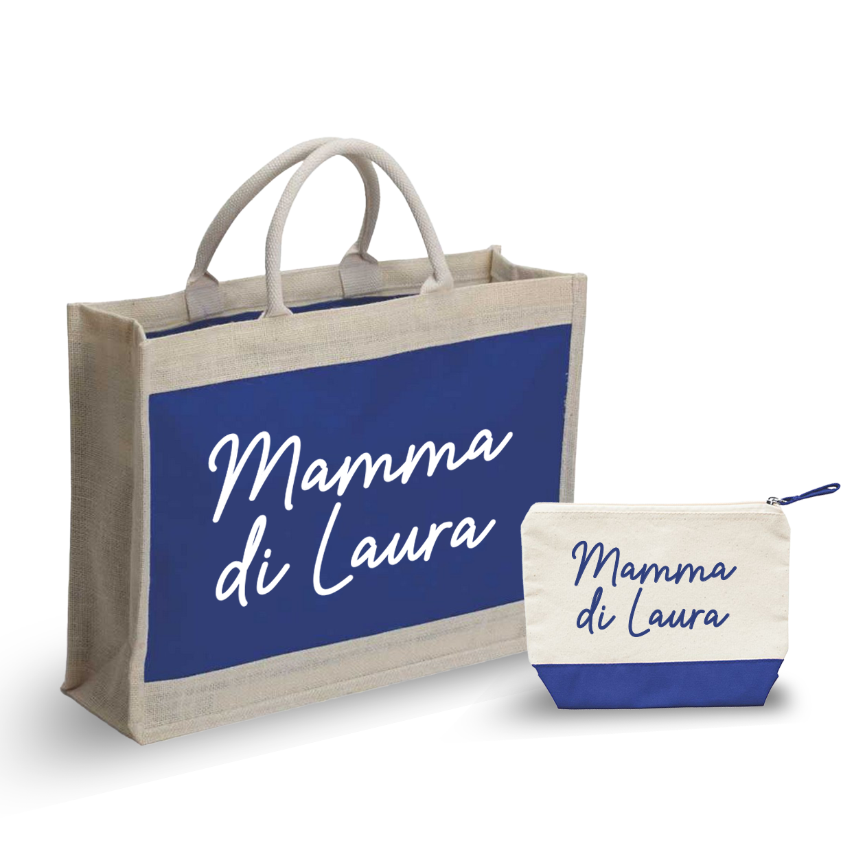 Mamma di... - Combo: Borsa mare + Pochette - personalizzata con nome
