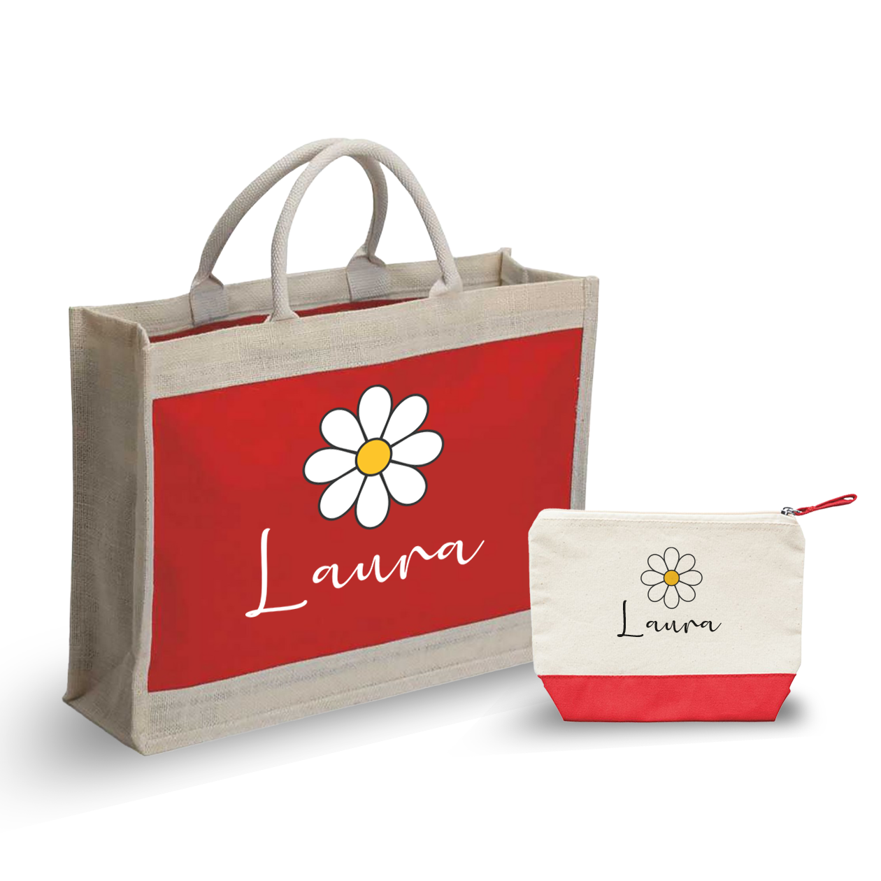 Girasole - Combo: Borsa mare + Pochette - personalizzata con nome