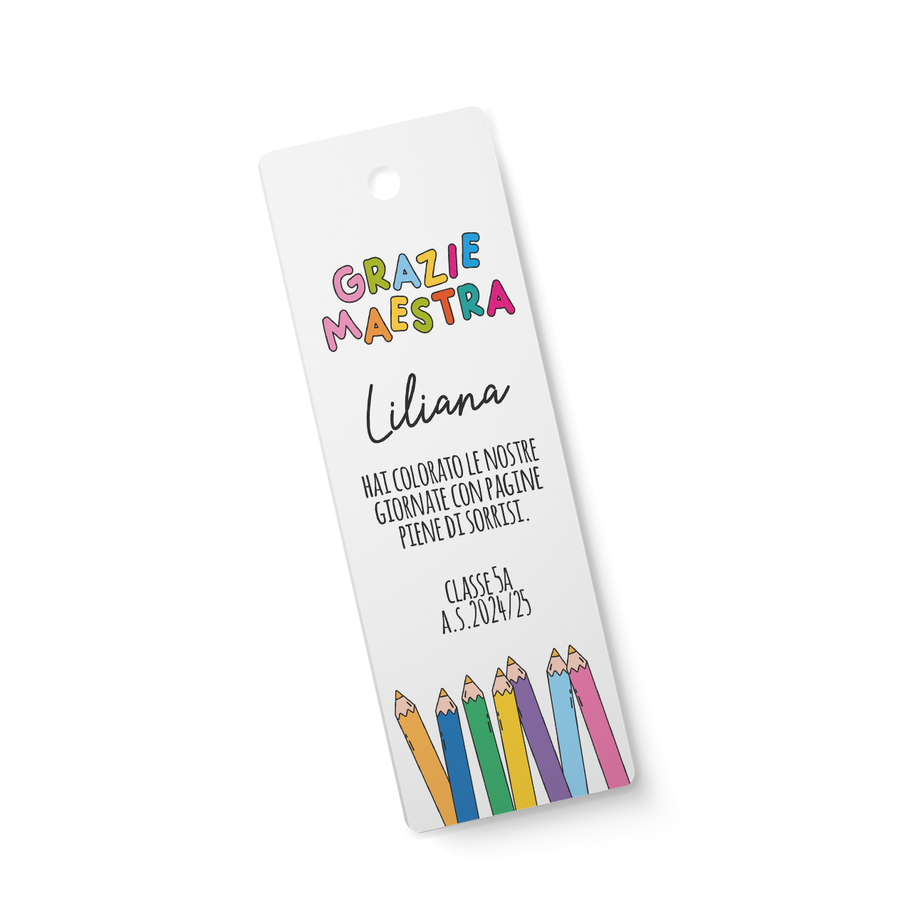 Maestra hai colorato le nostre giornate - Segnalibro personalizzato