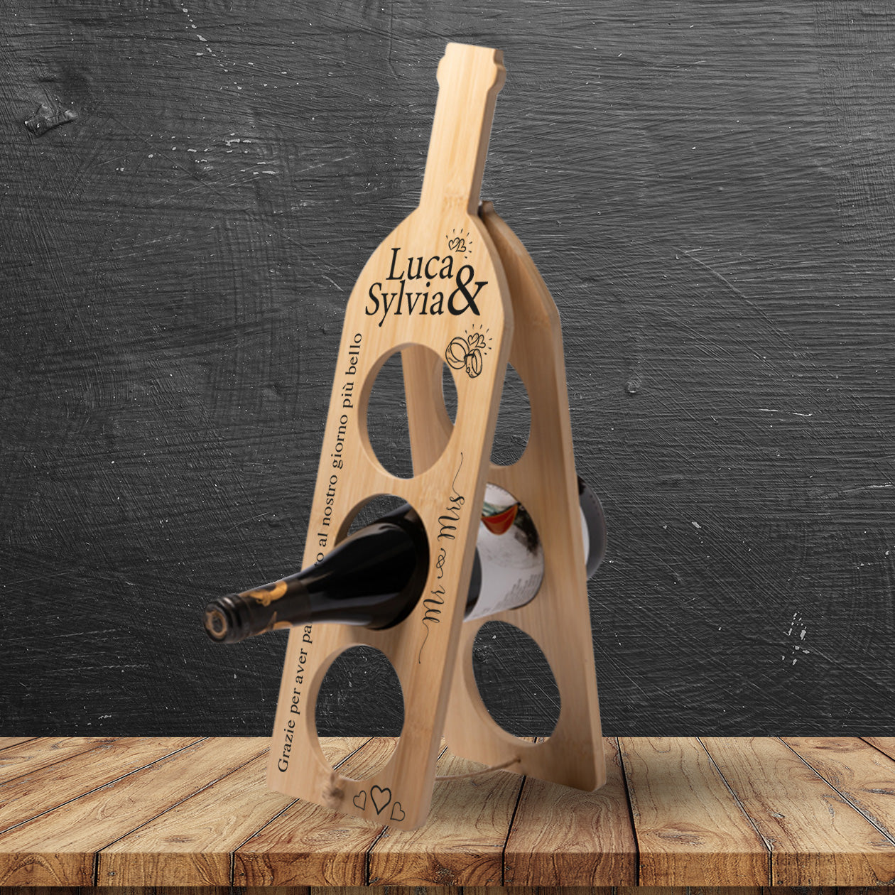 Il nostro giorno più bello - Portabottiglie in legno - personalizzato