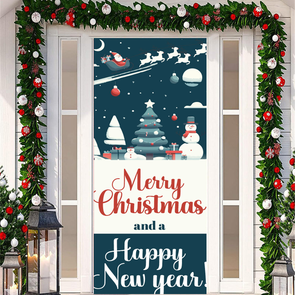 Merry Christmas and Happy New year - Copertura Porta Natale - Sfondo Porta d'ingresso