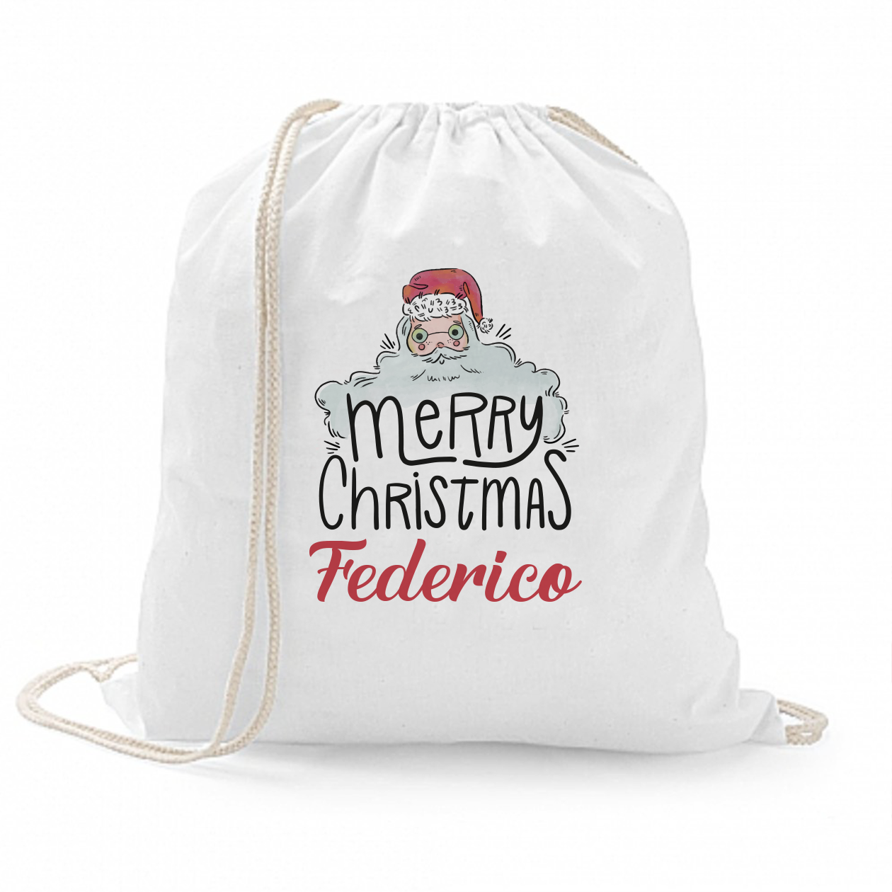 Merry Christmas Santa Claus - Sacchetto - personalizzato con nome
