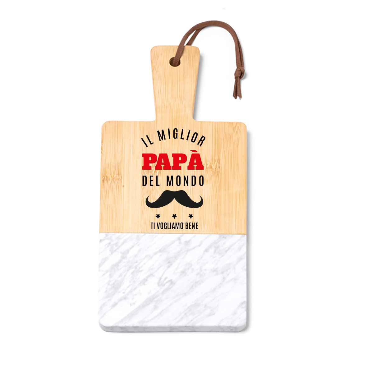 Il miglior papà del mondo - Tagliere in marmo e bamboo naturale