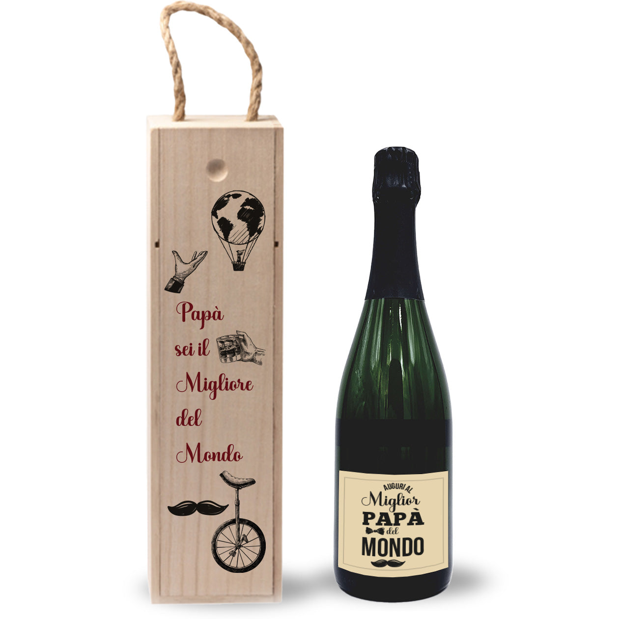 Papà sei il migliore del mondo - portabottiglia in legno