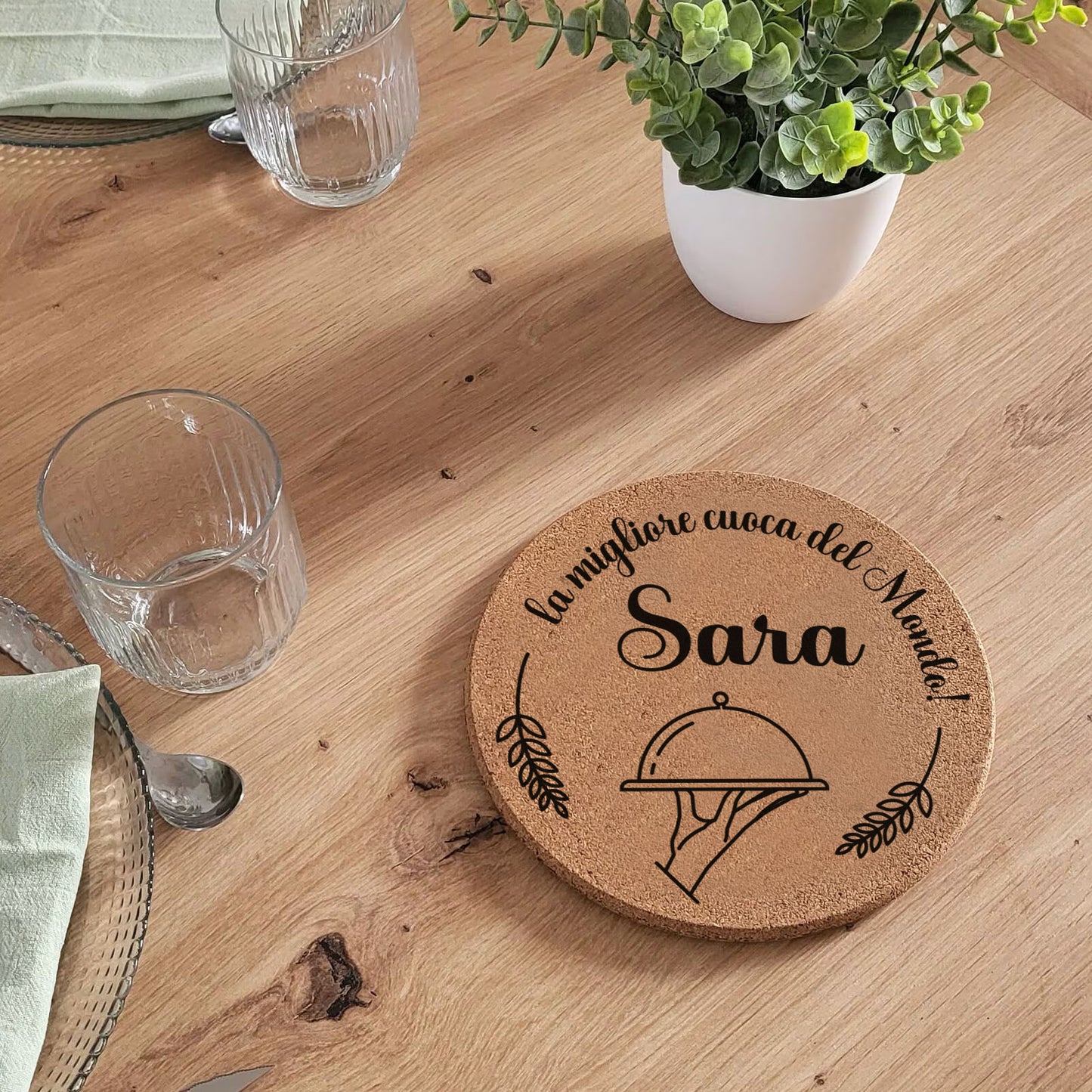 Lo chef ha sempre ragione - Set da 3 pezzi Sottopentola in sughero naturale 19cm