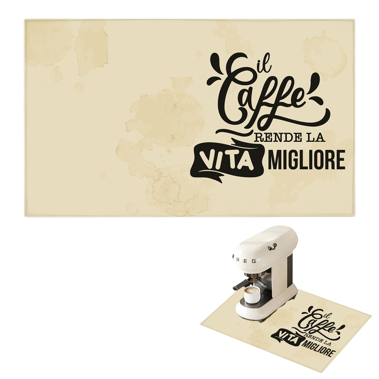 Il caffè rende la vita migliore - Tappetino per Macchina del caffè con Retro in Gomma Tappeto 30x40cm
