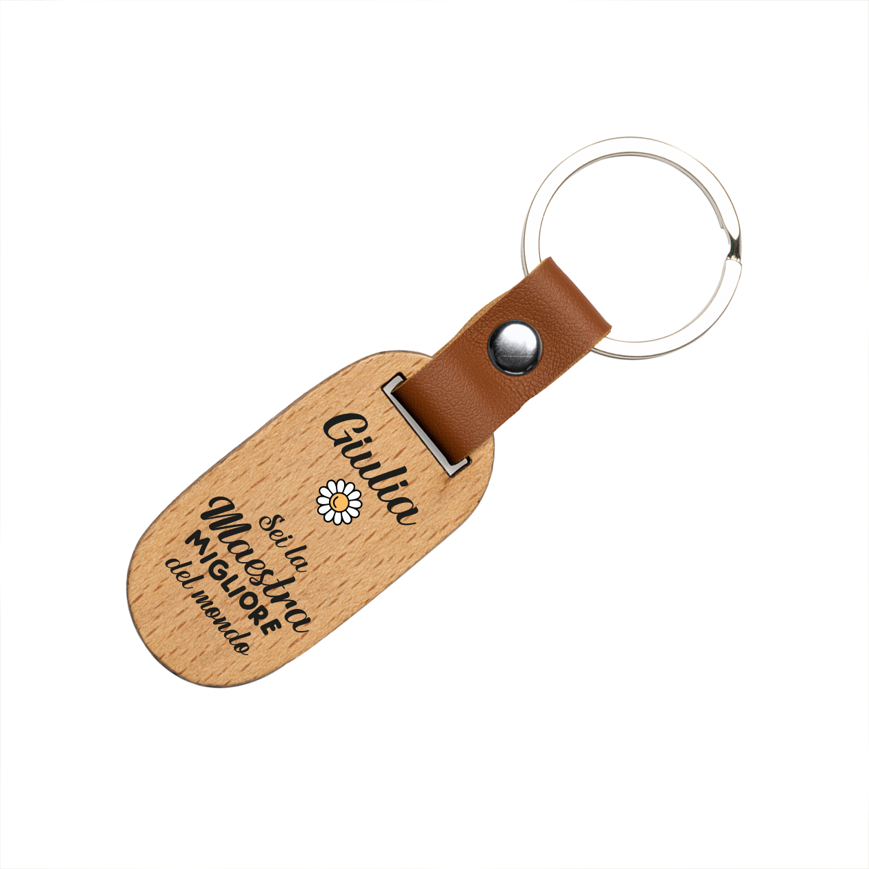 Maestra migliore del mondo - Portachiavi in Legno - personalizzato con nome