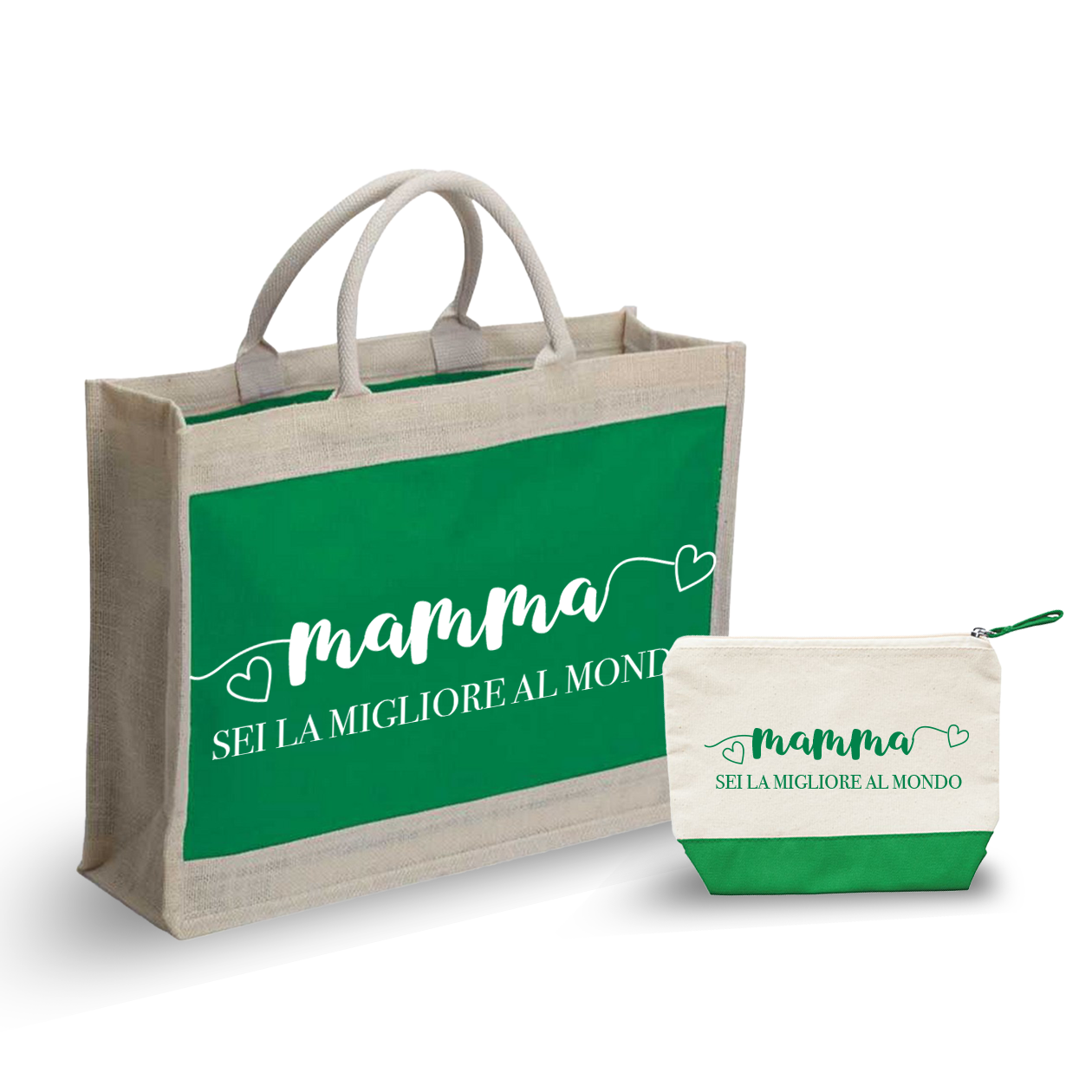 Mamma sei la migliore al mondo - Combo: Borsa mare + Pochette