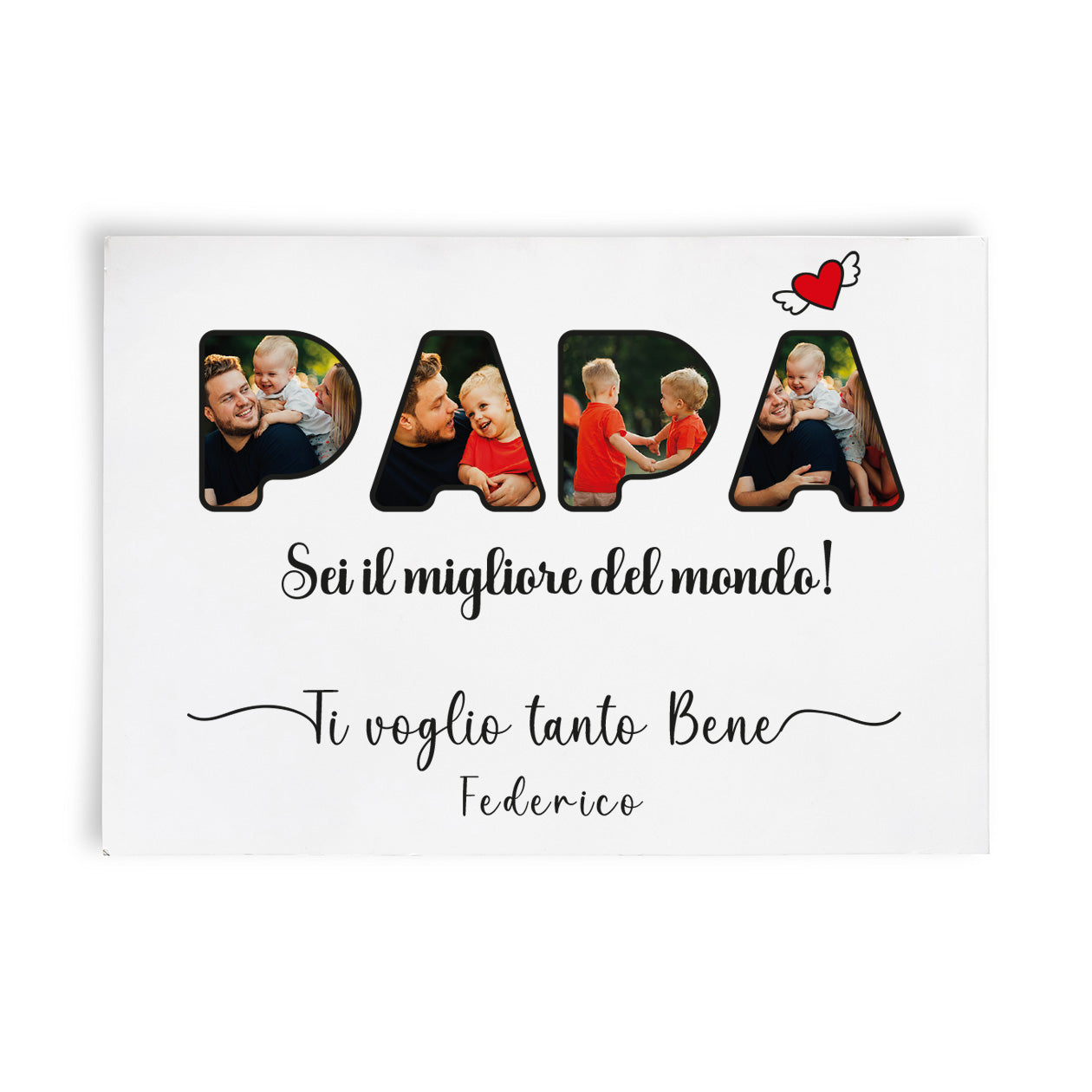 Papà sei il migliore del mondo - Tela pittorica personalizzata con foto e nome