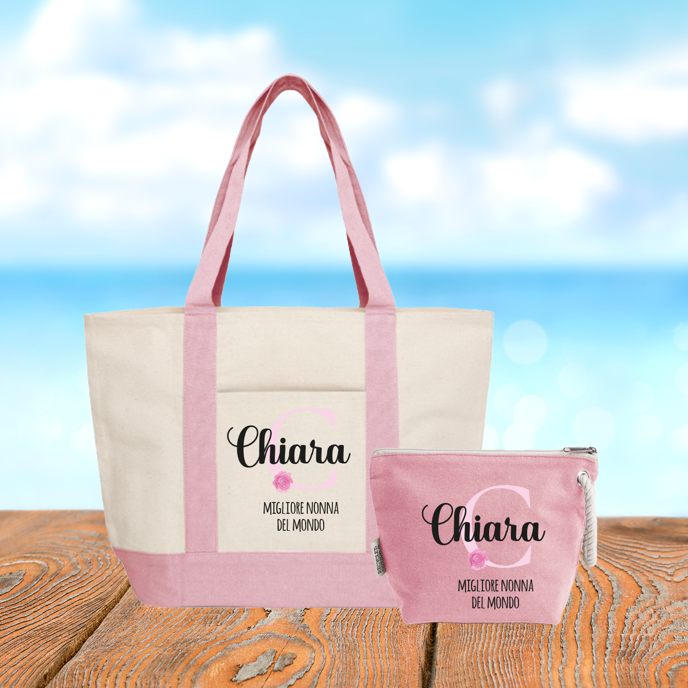 Migliore nonna del mondo - borsa mare & Pochette - Combo - personalizzata con nome