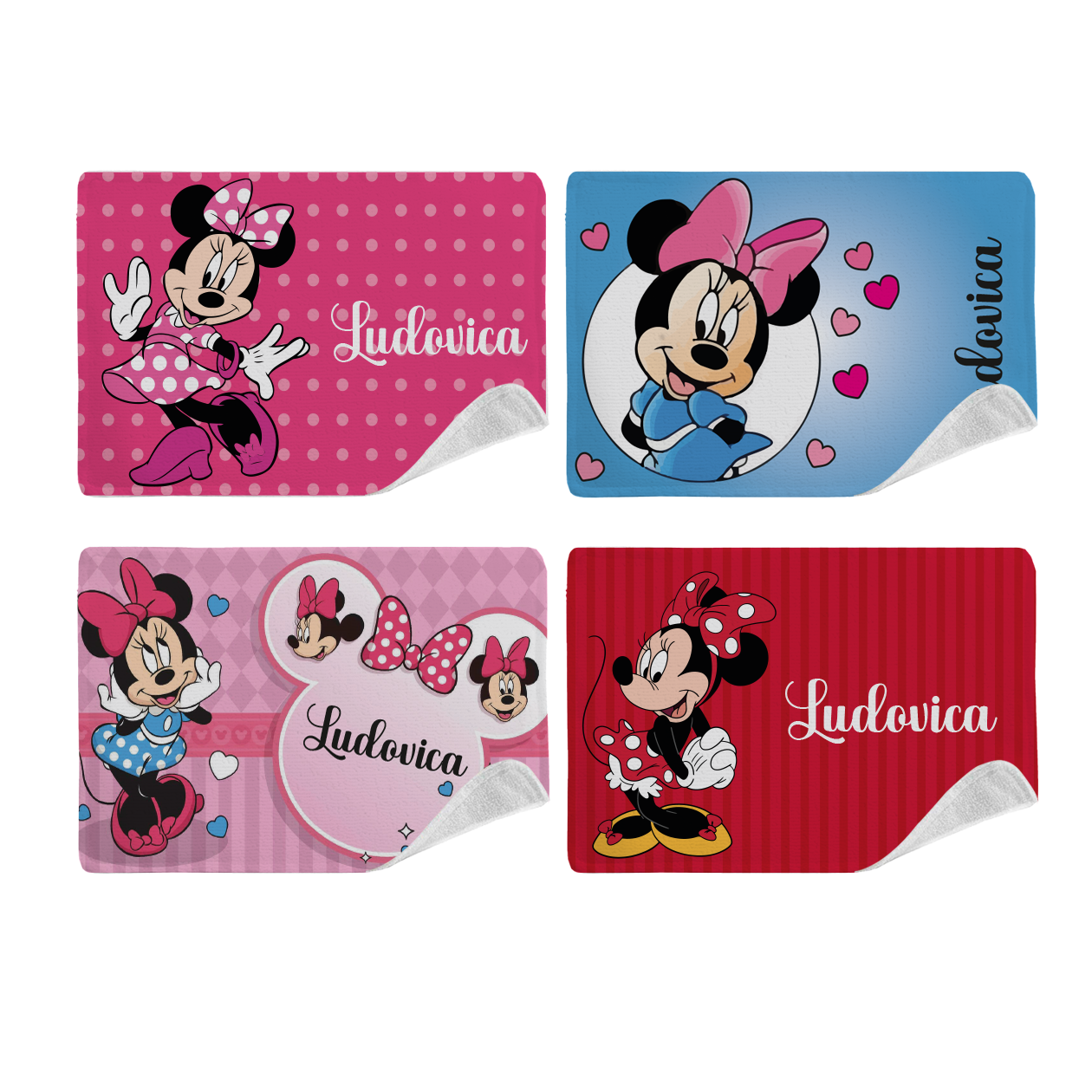Girl - Set di 4 Tovagliette in tessuto lavabile - personalizzata con nome