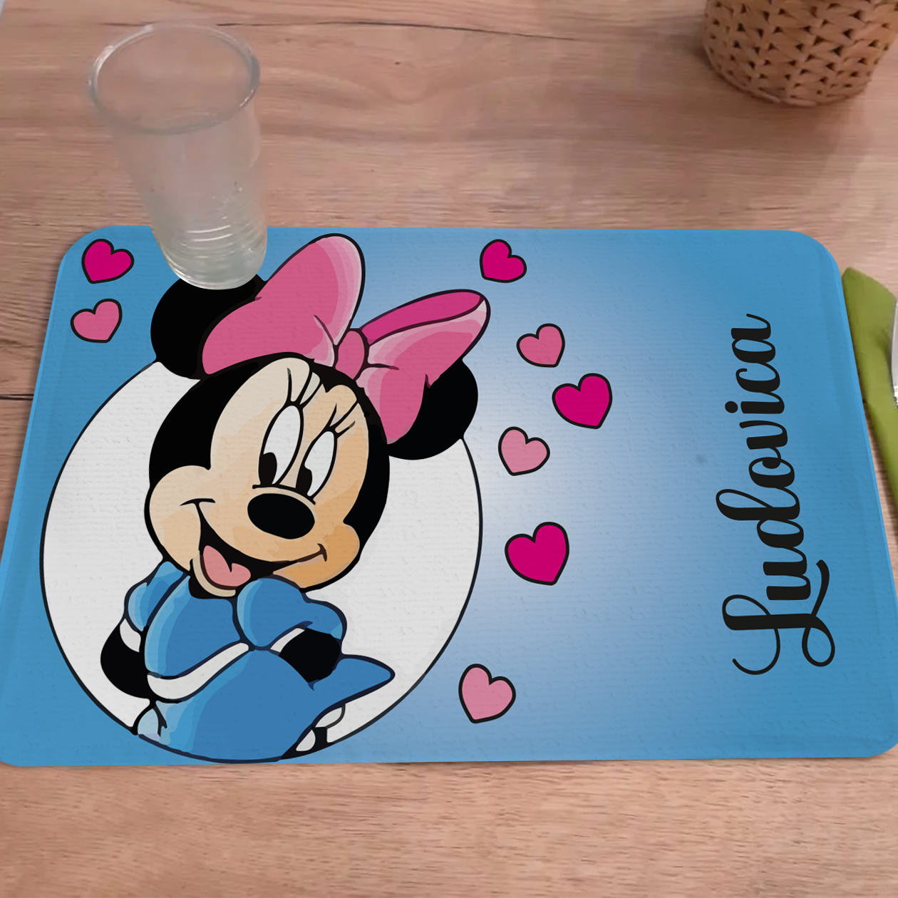 Girl - Set di 4 Tovagliette in tessuto lavabile - personalizzata con nome