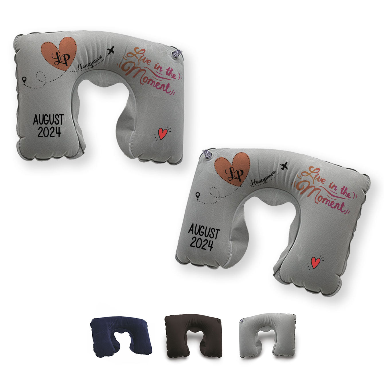 Live in the moment - Cuscino da viaggio - personalizzato con iniziali e periodo