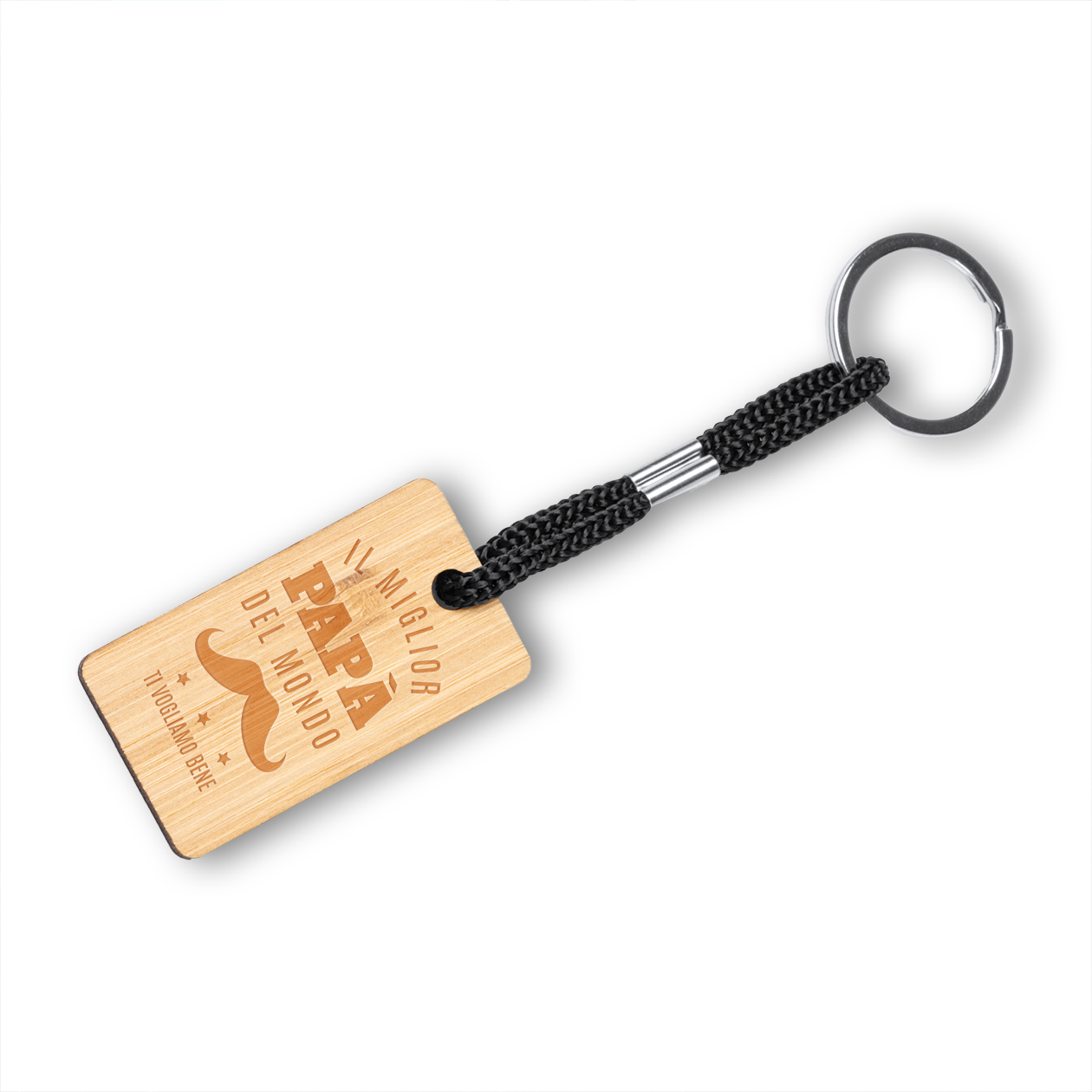 Il migior papà del mondo - Portachiavi in Legno con Incisione