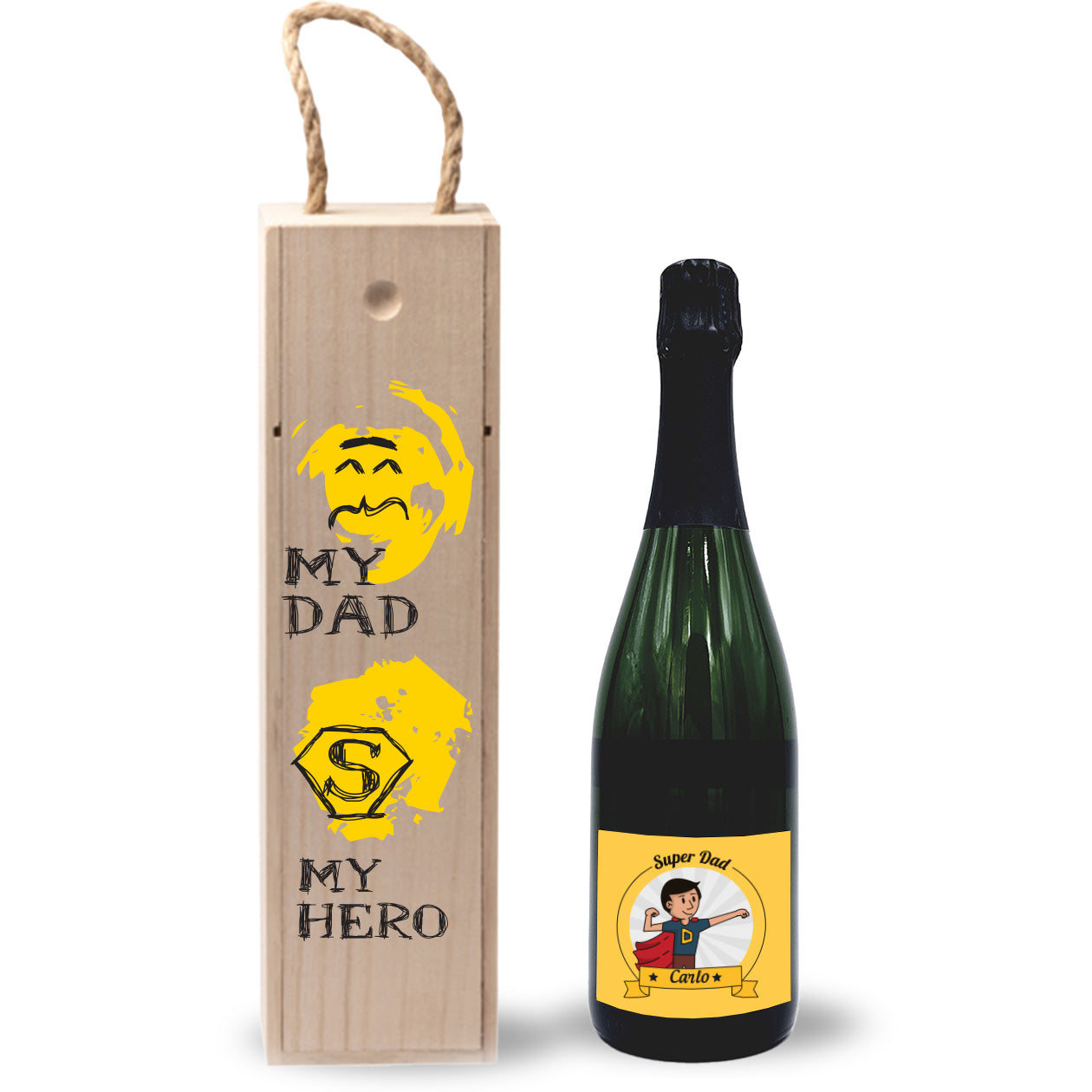 My dad my hero - portabottiglia in legno