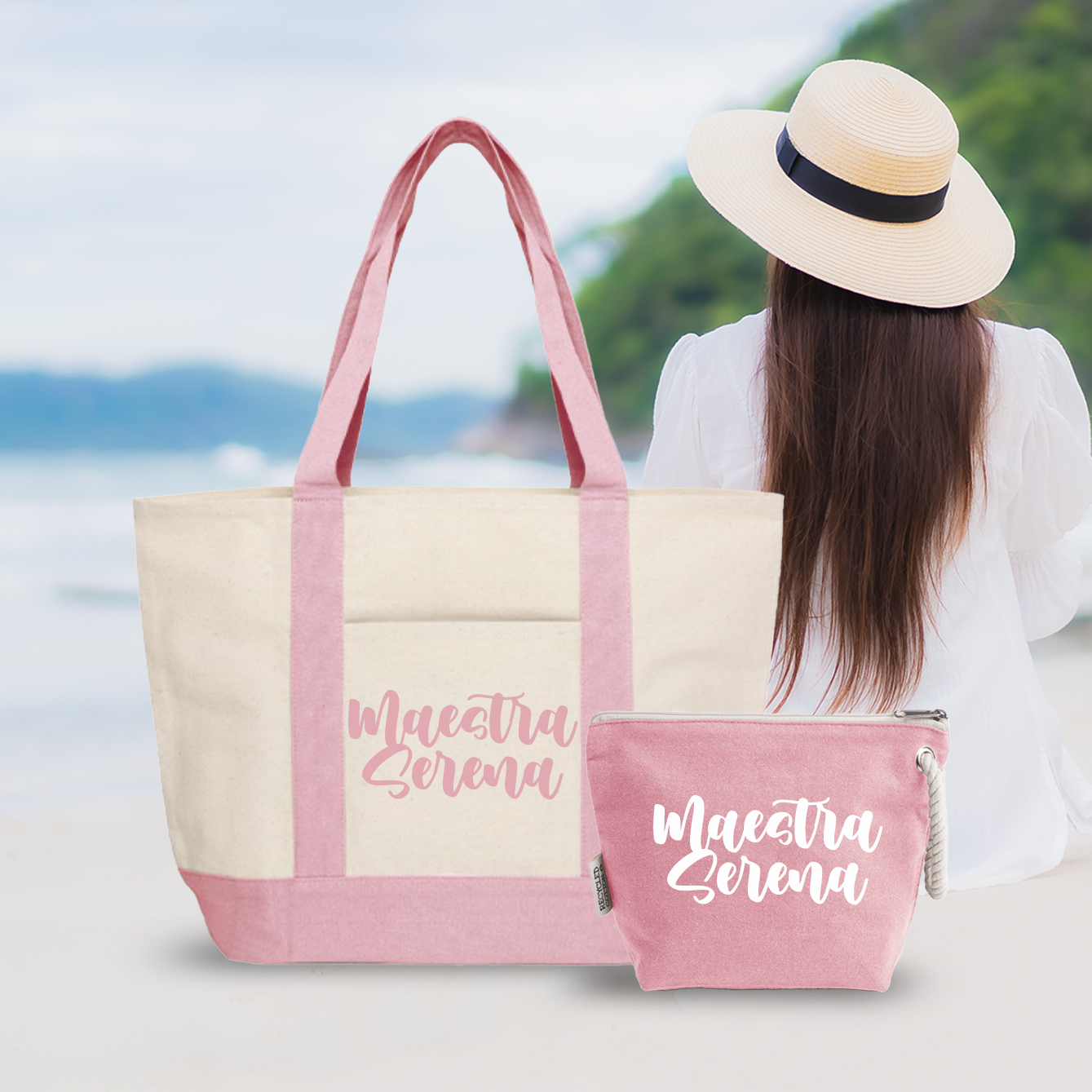 Maestra name - borsa mare & Pochette - Combo - personalizzata con nome