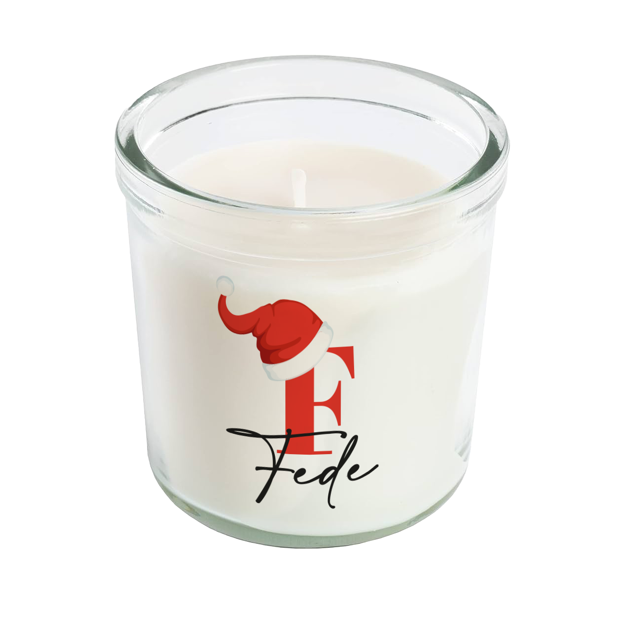 Merry Christmas Name - Candela profumata in vetro con Stampa - personalizzata con nome