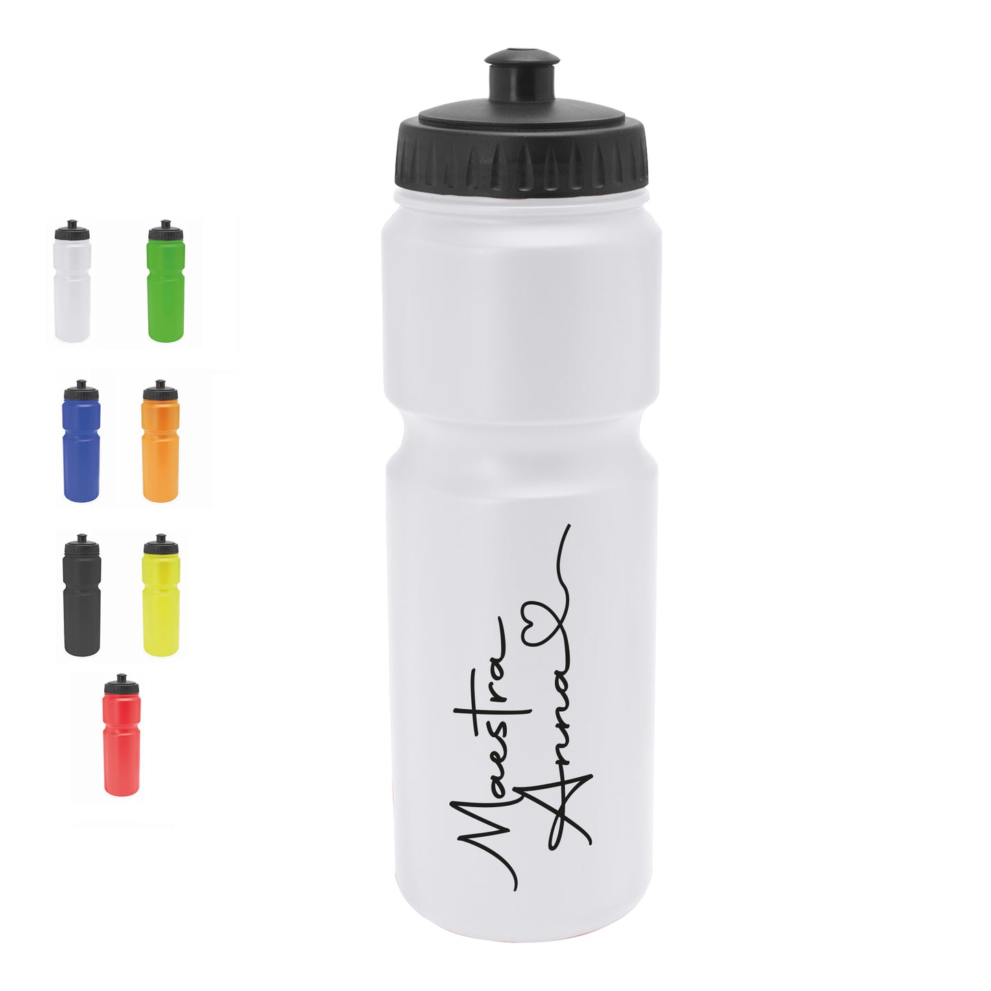 Maestra name heart - Borraccia in PE 840ml. - personalizzata con nome