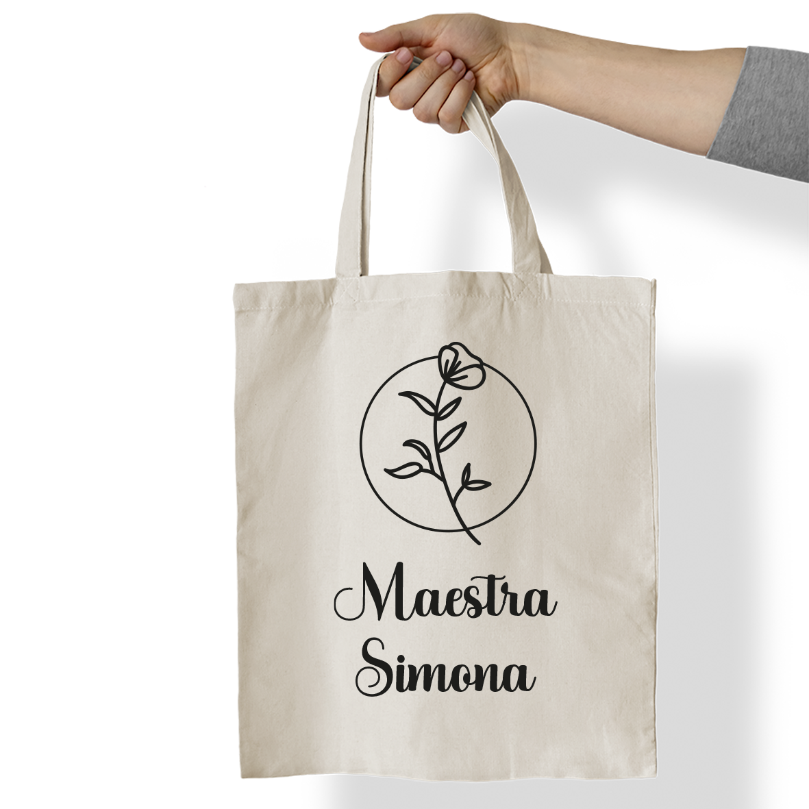 Maestra circle flower - Borsa Mare - idea regalo maestra - personalizzata con nome