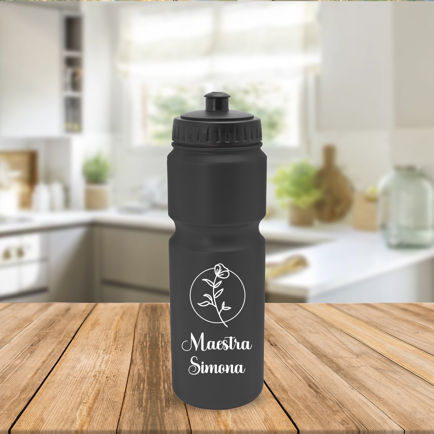 Flower Circle Maestra Name - Borraccia in PE 840ml. - personalizzata con nome