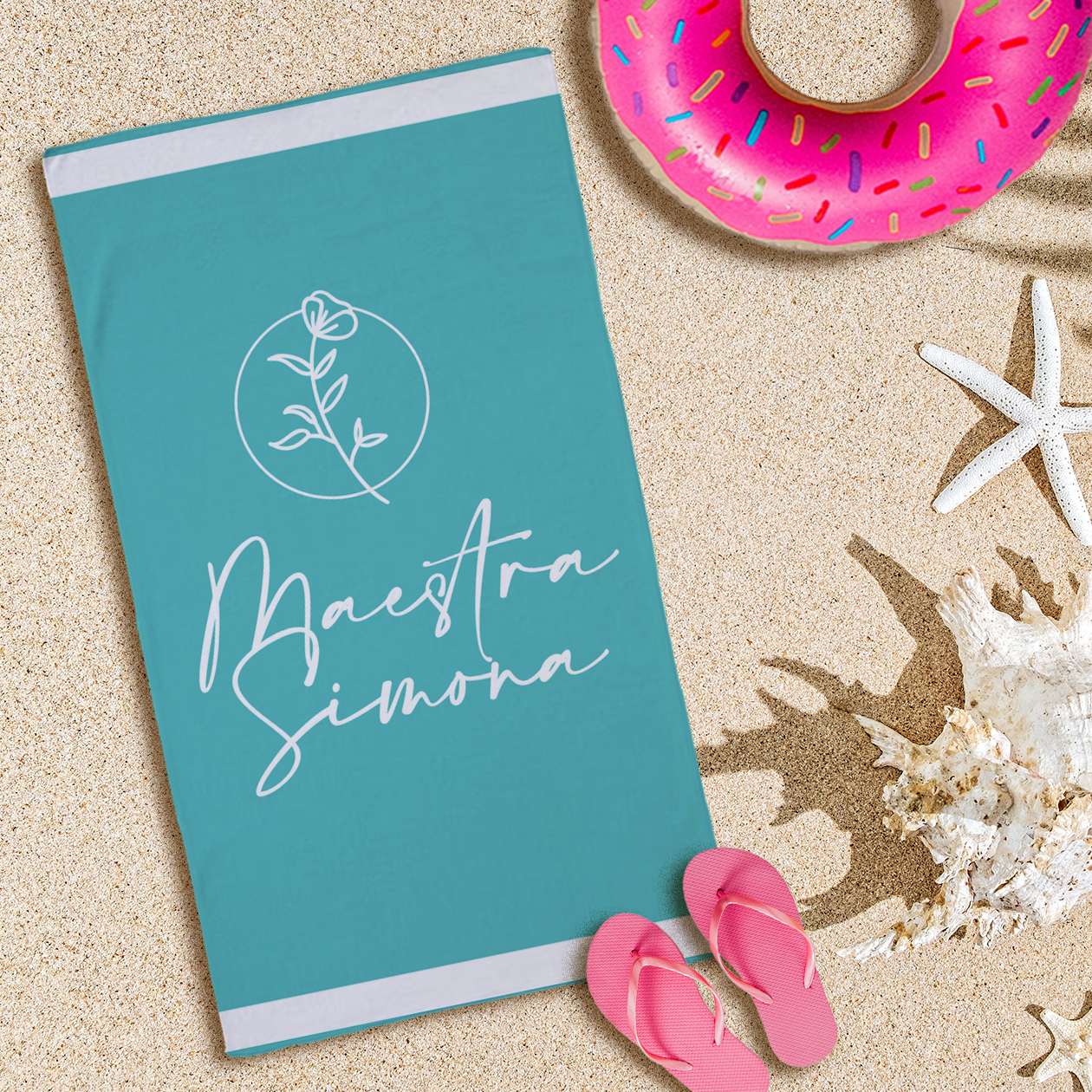 Maestra flower ocean - Telo Mare - personalizzato con nome