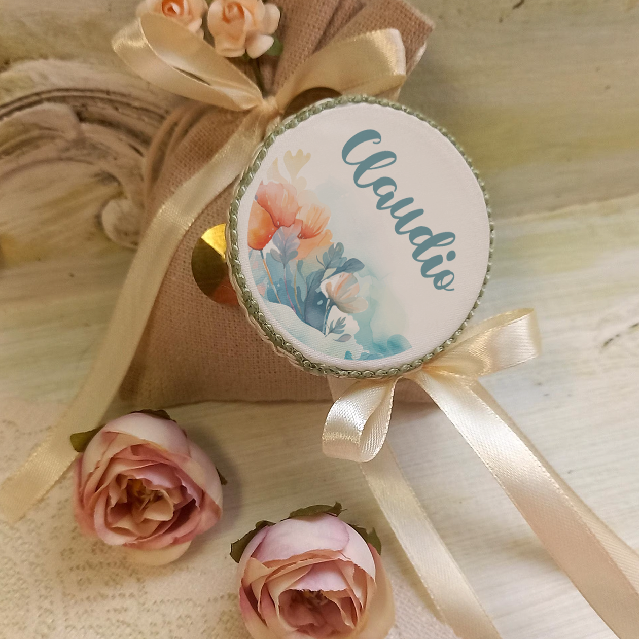 Blue Name - Set da 10 Tamburelli - personalizzati con nomi