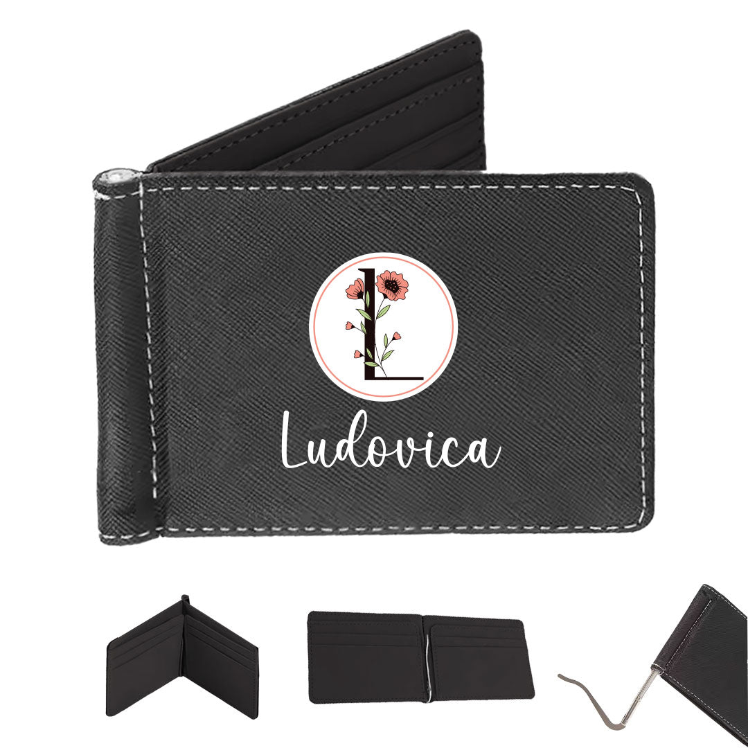Name Flower - Portafoglio in pelle sintetica - personalizzato con nome
