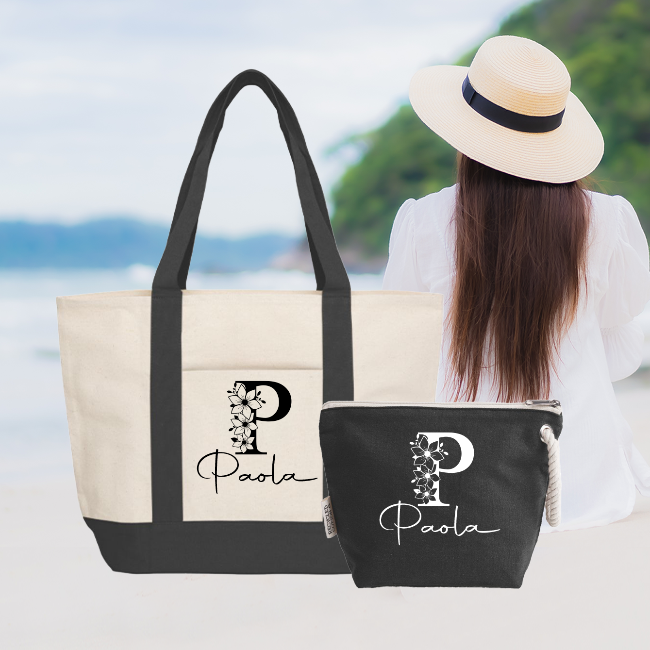 Elegant name - borsa mare & Pochette - Combo - personalizzata con nome