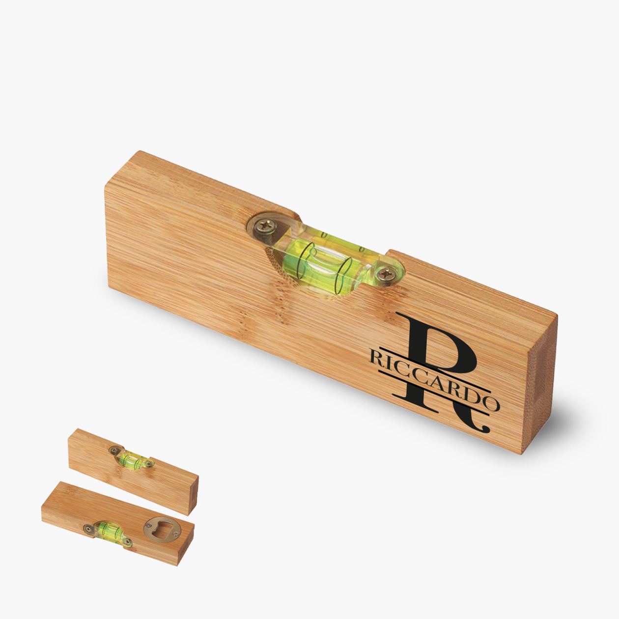 Name classic - Apribottiglia con mini livella - personalizzata con nome