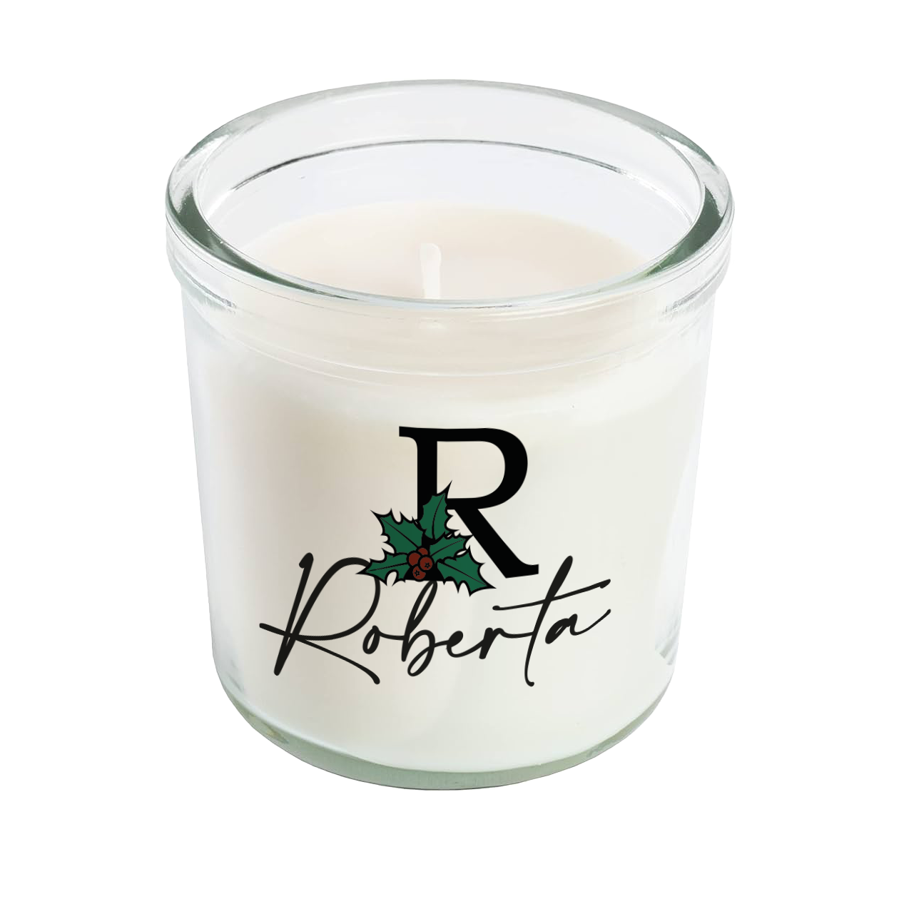 Plant Christmas Name - Candela profumata in vetro con Stampa - personalizzata con nome