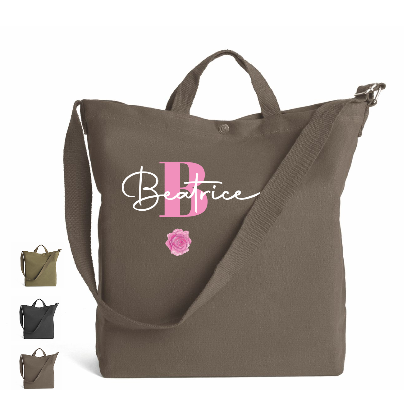 Name pink - Borsa da Donna in Tela - personalizzato con nome