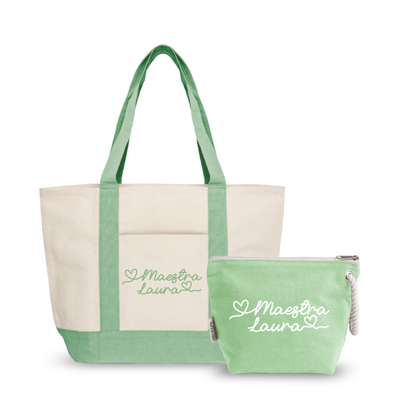 Maestra name little heart - borsa mare & Pochette - Combo - personalizzata con nome