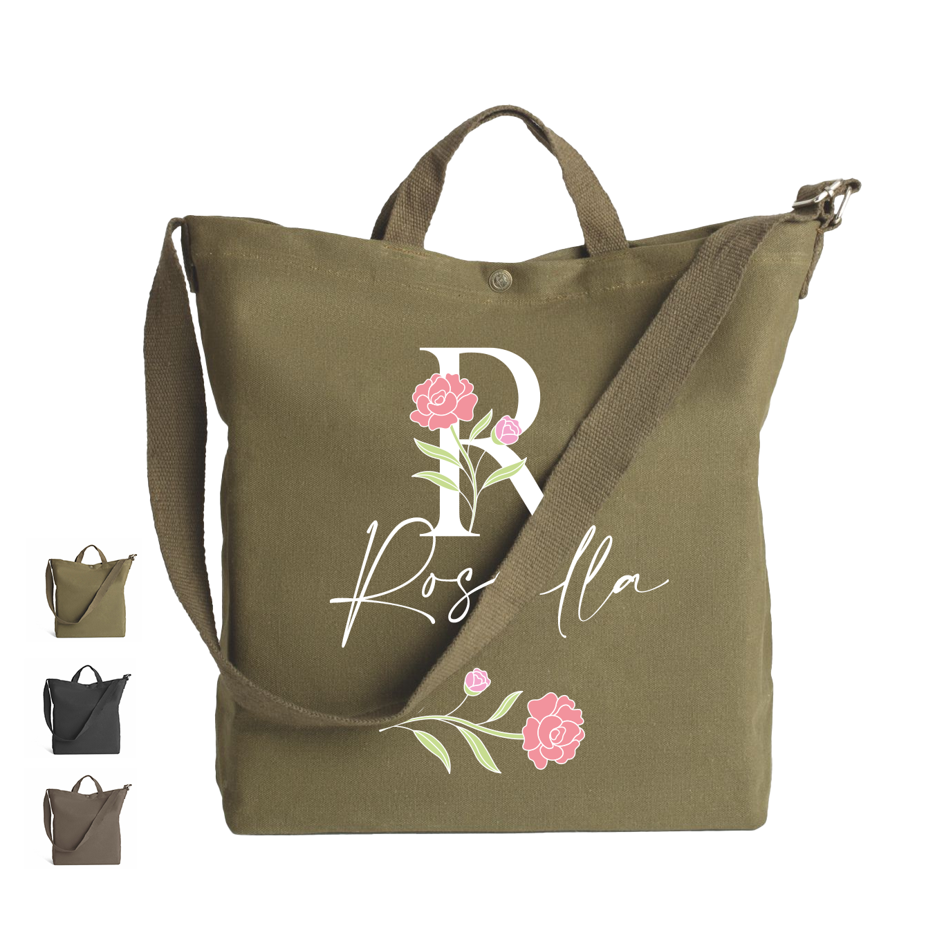 Name rose - Borsa da Donna in Tela - personalizzato con nome