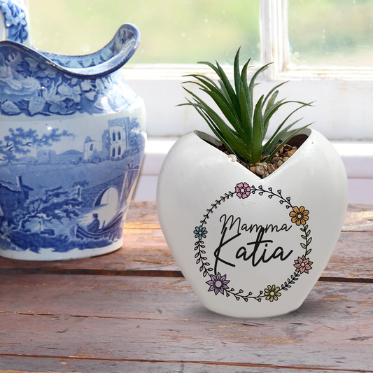 Mamma flowers circle - Piantina con vaso - personalizzata con nome