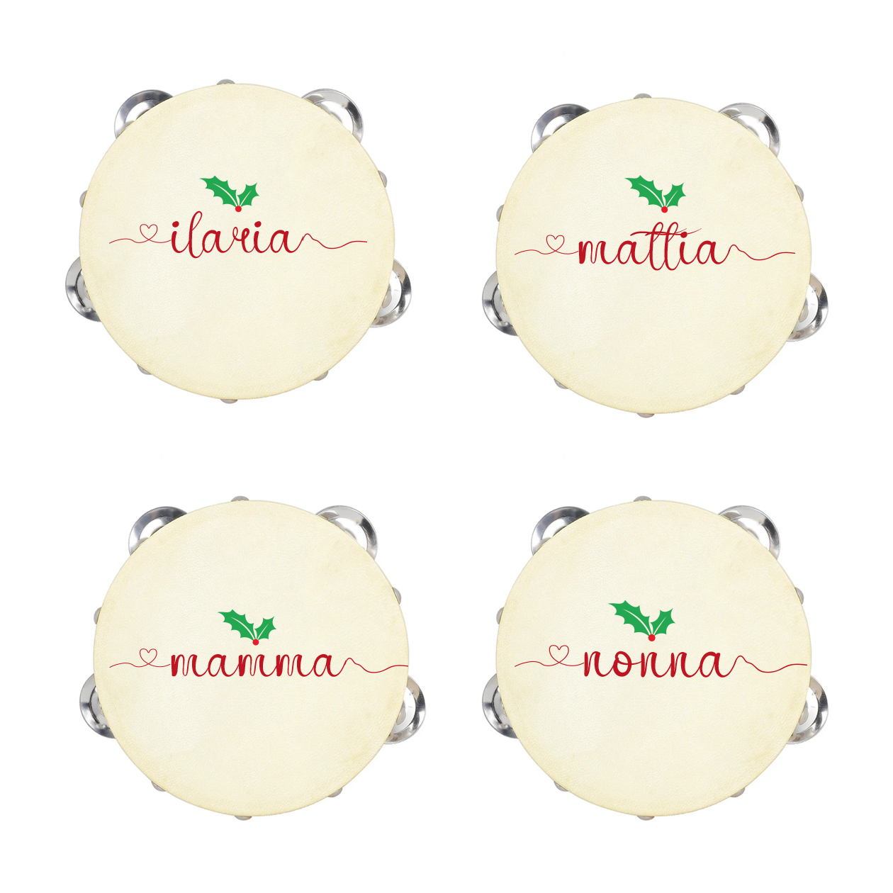 Christmas Name - Set da 10 Tamburelli - personalizzati