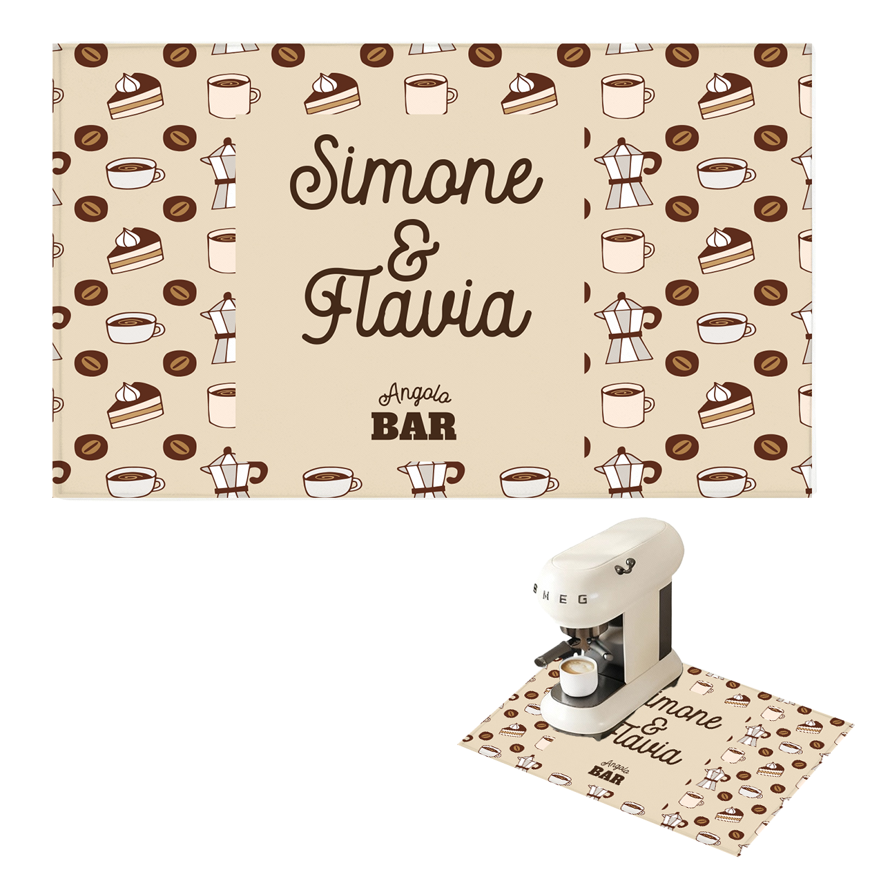 Angolo bar - Tappetino per Macchina del caffè con Retro in Gomma Tappeto 30x40cm - personalizzato