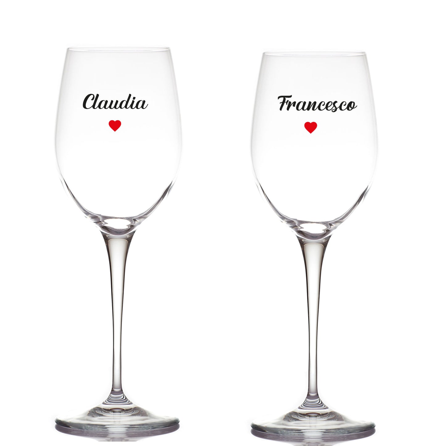 Red Heart name - Coppia di Calici - personalizzati con nomi