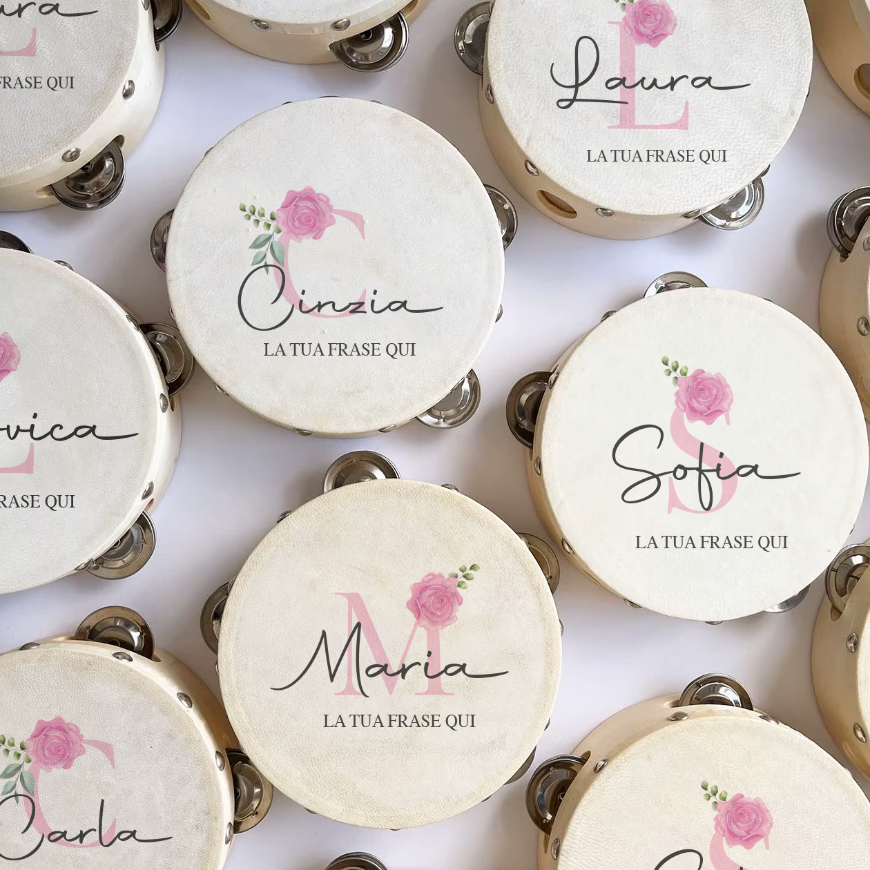 Name Rose - Set da 10 Tamburelli - personalizzati con nomi