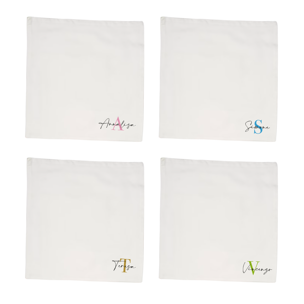 Name - Set 4 tovaglioli - personalizzato con nomi