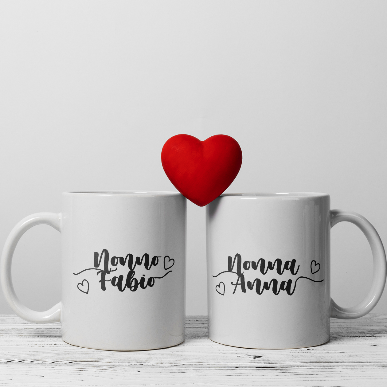 Nonni heart - Coppia tazze Mug - personalizzata con nomi