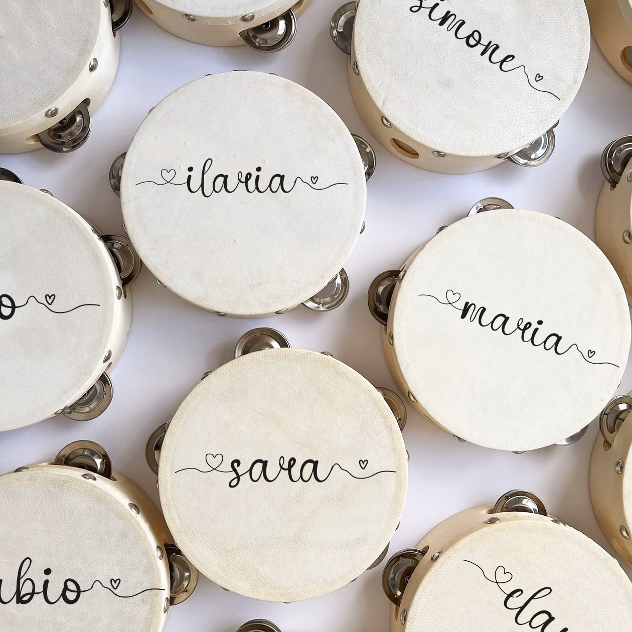 Name Heart - Set da 10 Tamburelli - personalizzati con nomi