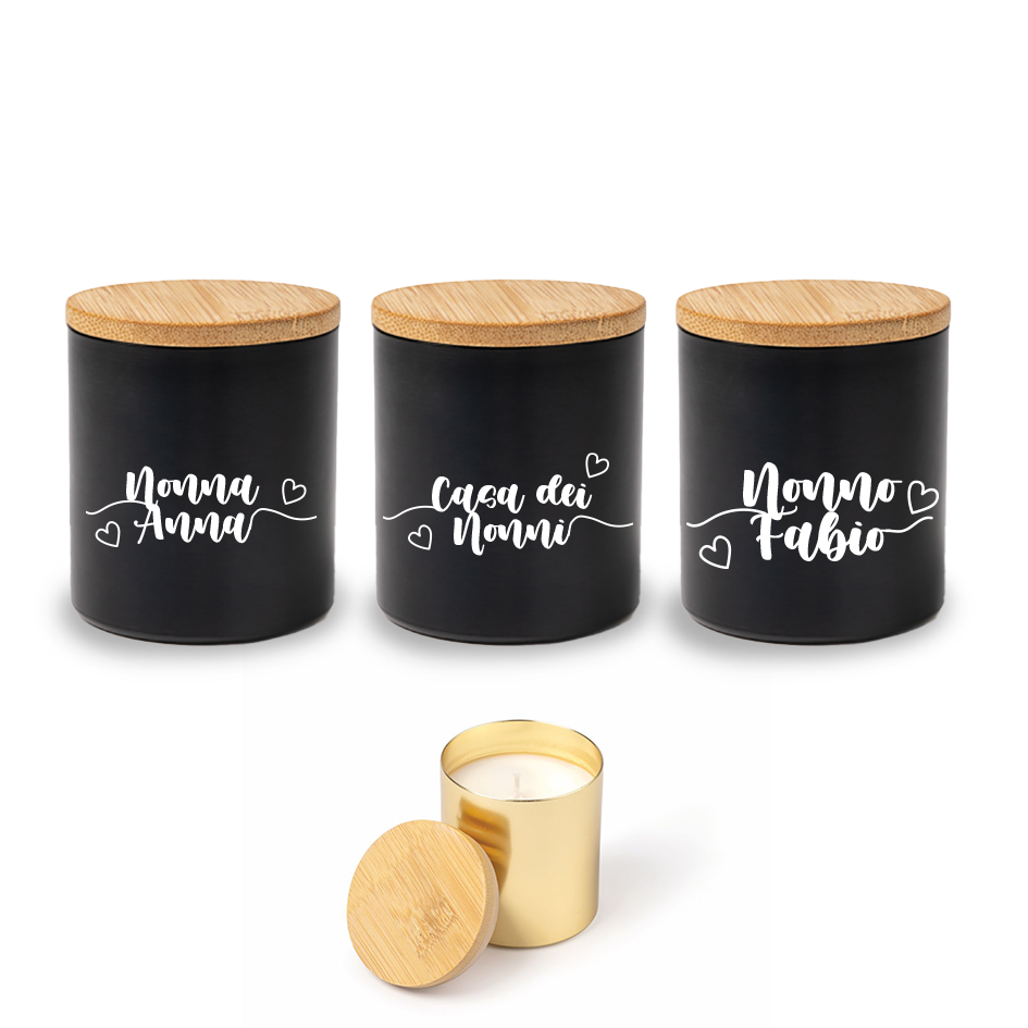 Casa dei nonni hearts - Set di 3 Candele Profumate personalizzate con nomi