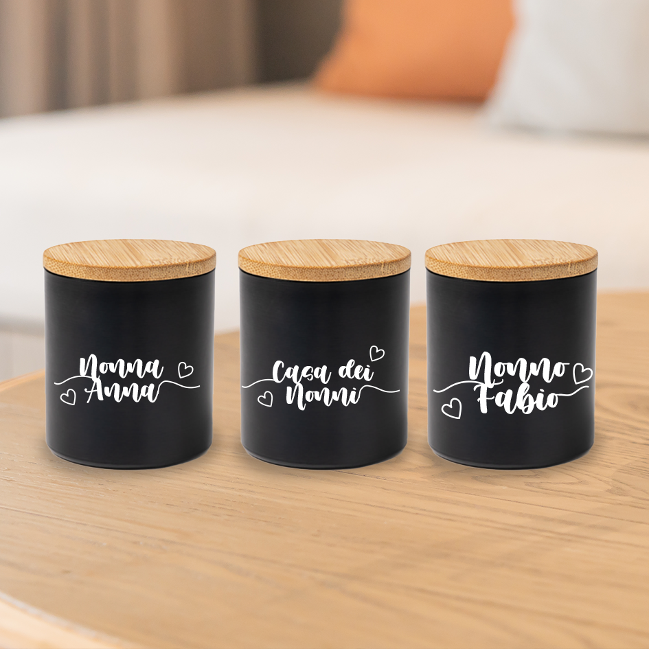 Casa dei nonni hearts - Set di 3 Candele Profumate personalizzate con nomi